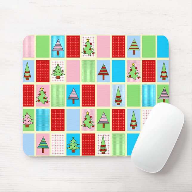 Colourful Christmas Squares Mouse Pad (With Mouse)
