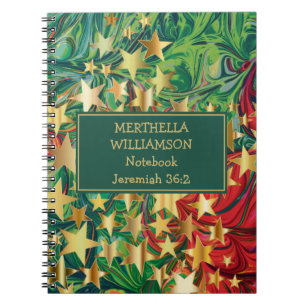 Colourful CHRISTMAS STARS Abstract Personalized Notebook