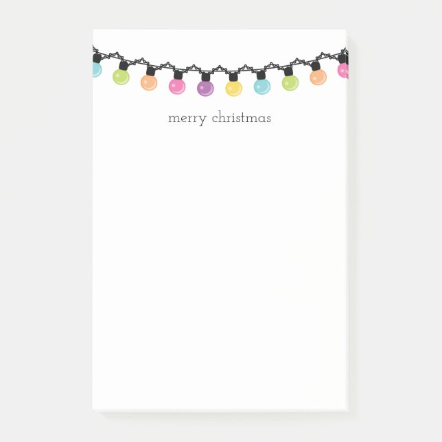 Colourful Christmas String Lights | Merry Post-it Notes (Front)