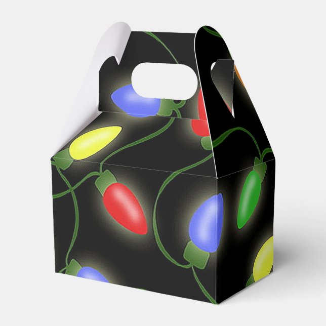 Colourful Christmas String Lights Pattern Favour B Favor Box (Front Side)