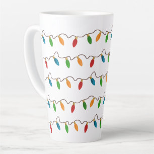 Colourful Christmas String of Lights Latte Mug