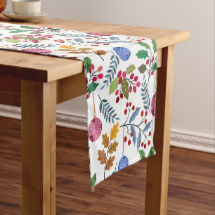 Colourful Christmas symbols pattern Short Table Runner