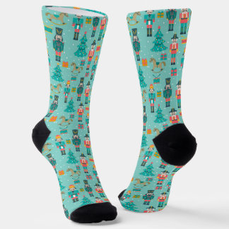 Colourful Christmas Symbols pattern Socks