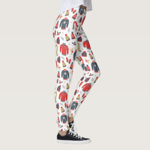 Colourful Christmas Symbols & Sweaters Pattern Leggings