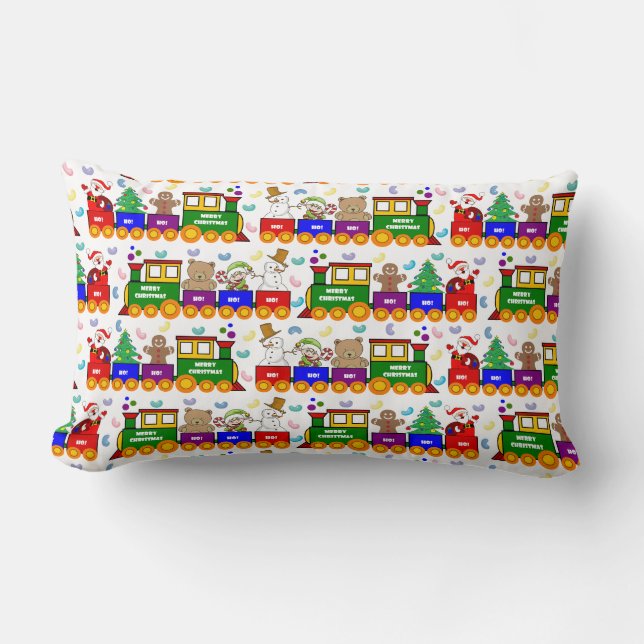 Colourful Christmas Toy Pattern Lumbar Pillow (Front)