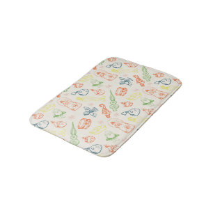 Colourful christmas toys decorations hand drawn bath mat
