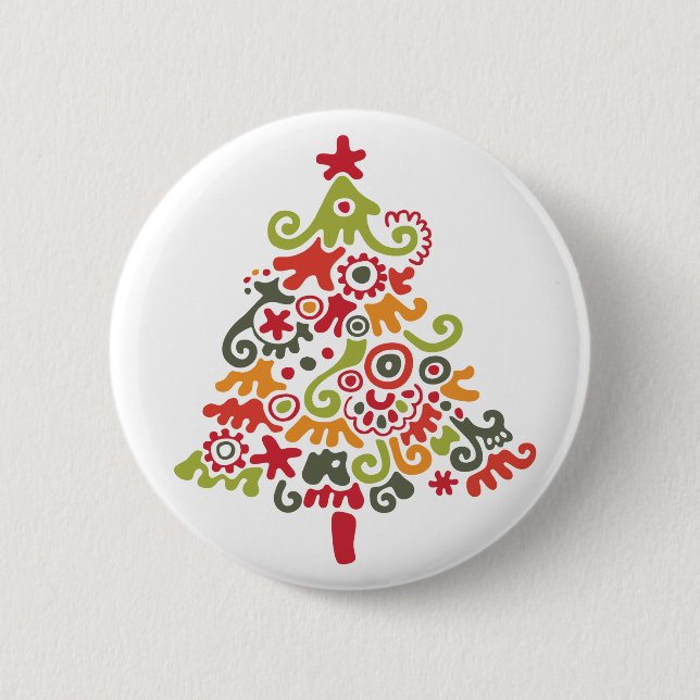 Colourful Christmas Tree 2 Inch Round Button (Front)