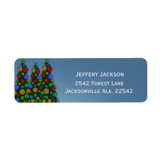 Colourful Christmas Tree Address Labels (Front)