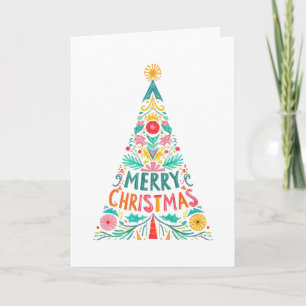 Colourful Christmas Tree bright and joyful Holiday Card
