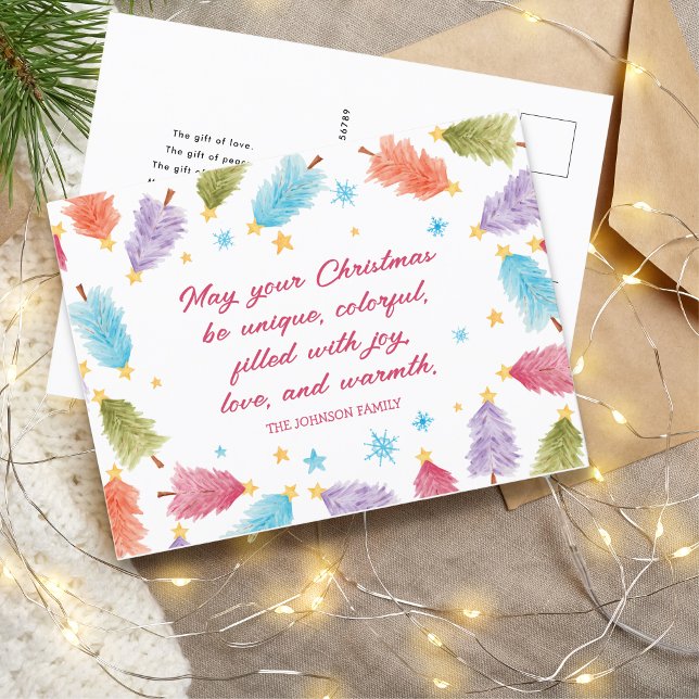 Colourful Christmas Tree Card | Holiday Postcard (Colorful Christmas Tree Card | Holiday Postcard)