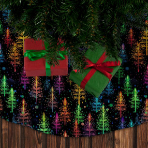 Colourful Christmas Tree Glow In Dark Forest Brushed Polyester Tree Skirt