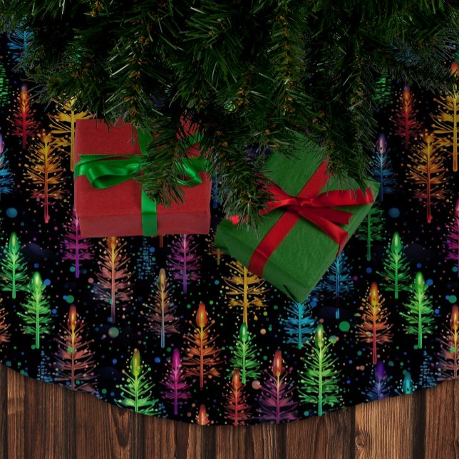 Colourful Christmas Tree Glow In Dark Forest Brushed Polyester Tree Skirt (Creator Uploaded)