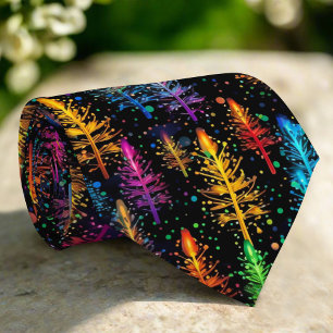 Colourful Christmas Tree Glow In Dark Forest Tie