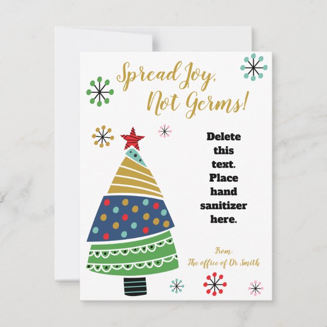 Colourful Christmas Tree hand sanitizer gift card (Front)