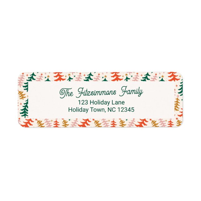 Colourful Christmas Tree Holiday Return Address (Front)