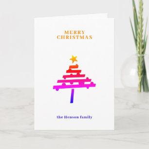 Colourful Christmas Tree Minimalist Family  Holiday Card