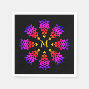 Colourful   CHRISTMAS TREE   Monogram Paper Napkin