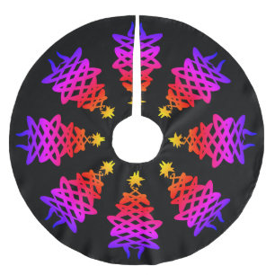 Colourful CHRISTMAS TREE MOTIF Brushed Polyester Tree Skirt