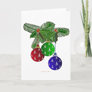 Colourful Christmas Tree Ornaments Holiday Card