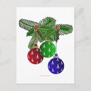 Colourful Christmas Tree Ornaments Holiday Postcard
