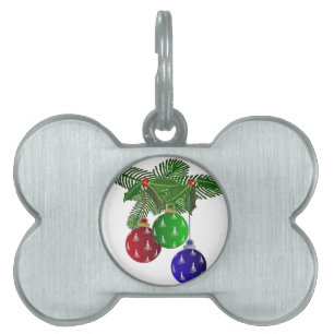 Colourful Christmas Tree Ornaments Pet Name Tag