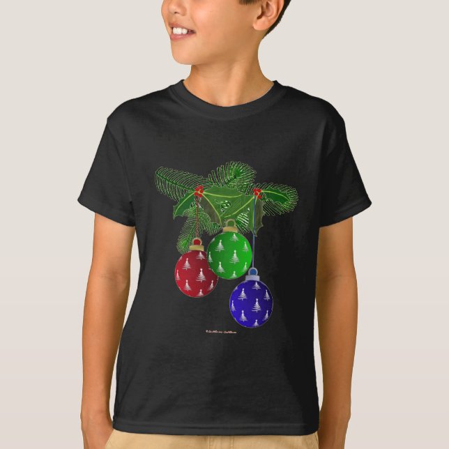 Colourful Christmas Tree Ornaments T-Shirt (Front)