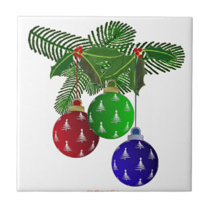 Colourful Christmas Tree Ornaments Tile