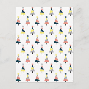 Colourful Christmas tree pattern Postcard