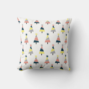 Colourful Christmas tree pattern Throw Pillow