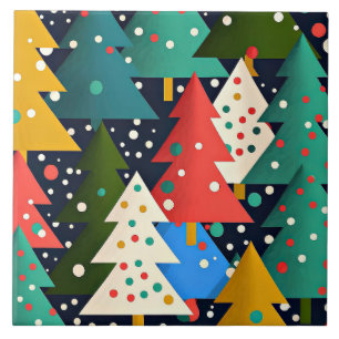 Colourful Christmas Tree Pattern Tile