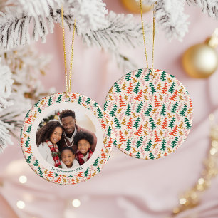 Colourful Christmas Tree Photo Ceramic Ornament