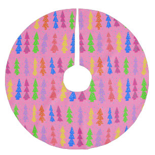Colourful Christmas Tree Pop Art Pink Brushed Polyester Tree Skirt