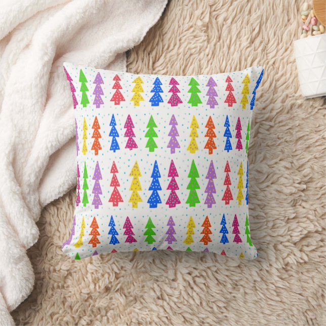 Colourful Christmas Tree Pop Art   Throw Pillow (Blanket)