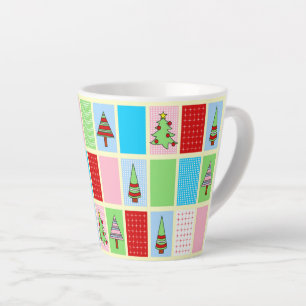 Colourful Christmas Tree Print Latte Mug