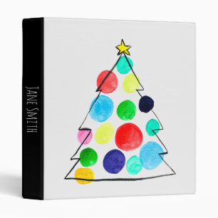 Colourful Christmas tree watercolor Binder