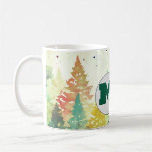 Colourful Christmas trees in forest water colour Coffee Mug