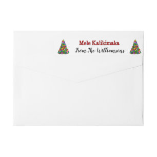 Colourful Christmas Trees Mele Kalikimaka Address Wrap Around Label