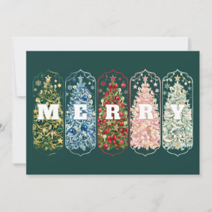 Colourful Christmas Trees Merry Photo Holiday Card