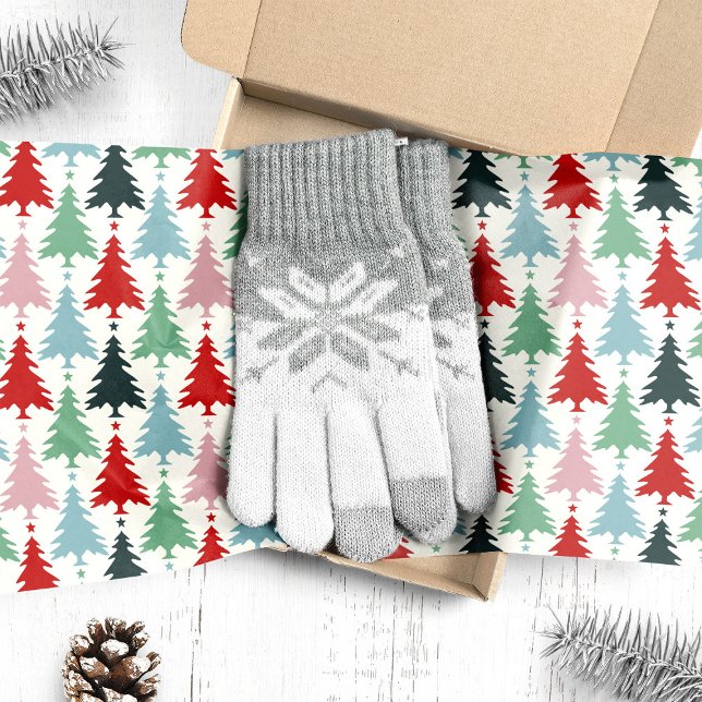Colourful Christmas Trees on White Tissue Paper (Creator Uploaded)