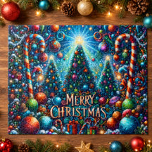 Colourful Christmas Trees Ornaments Candy Canes