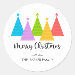 Colourful Christmas Trees Personalized Gift Tag
