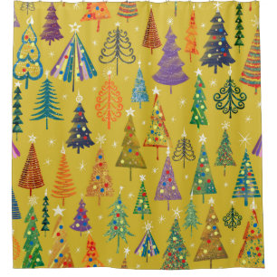Colourful christmas trees seamless pattern backgro
