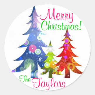 Colourful Christmas Trees Sticker