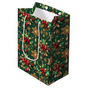 Colourful Christmas Vibe Festive Pattern Medium Gift Bag