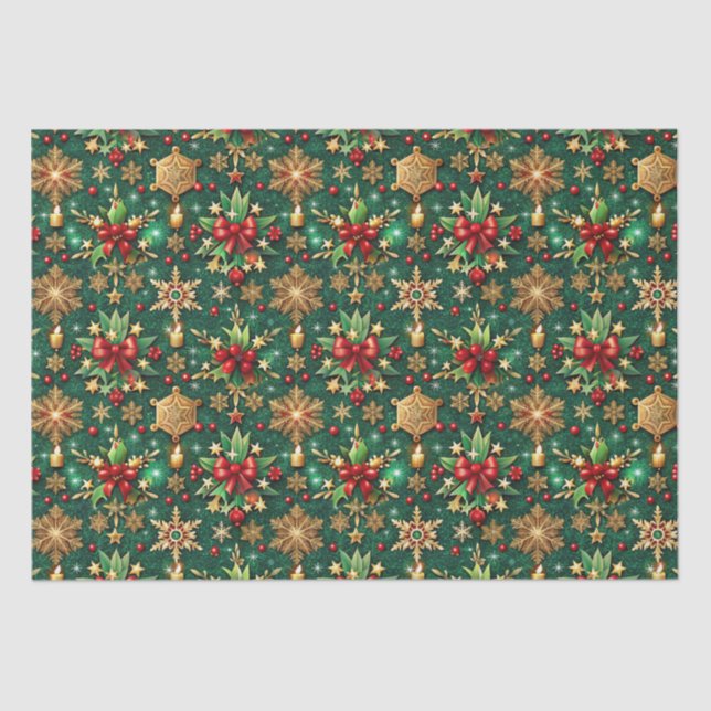Colourful Christmas Vibe Festive Pattern Tissue Paper (Front)