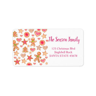 Colourful Christmas watercolor gingerbread cookies Label