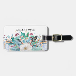 Colourful Christmas Wreath Luggage Tag
