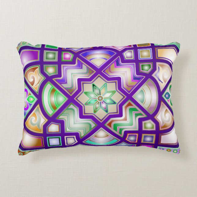 Colourful Chromatic Geometric Shapes Decorative Pillow (Front)
