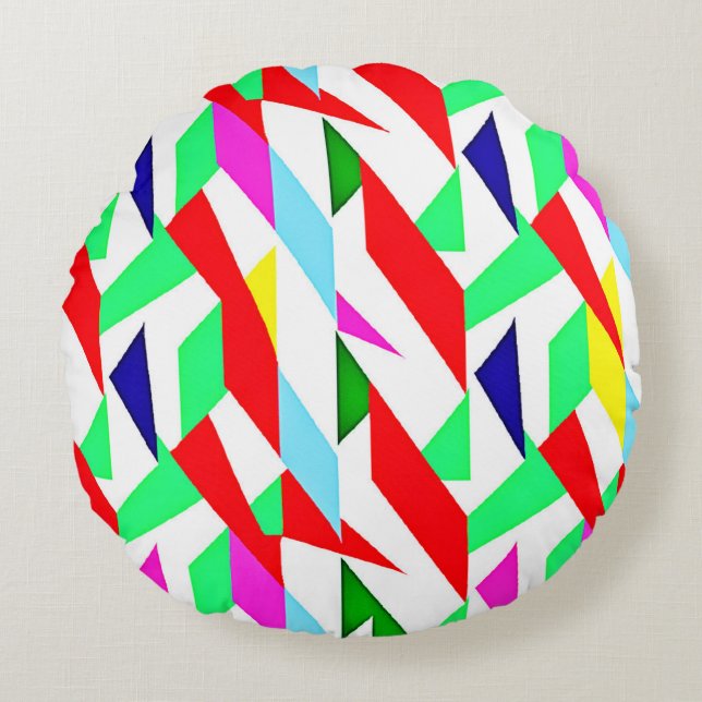 Colourful Chromatic Pattern Round Pillow (Front)