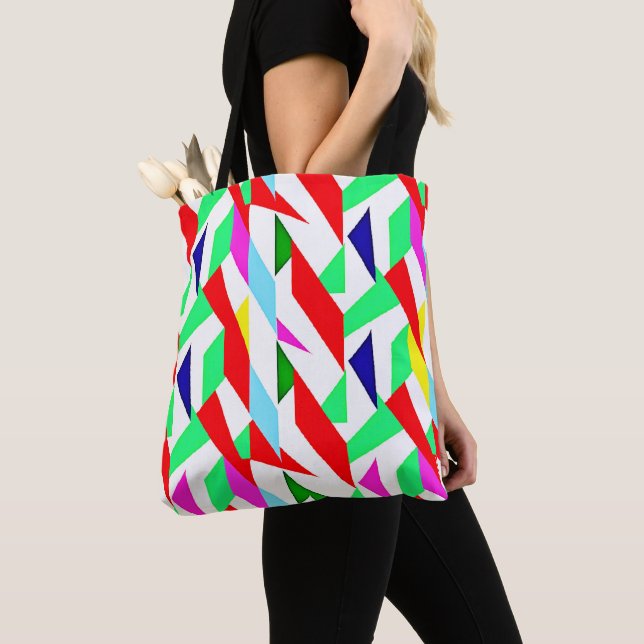 Colourful Chromatic Pattern Tote Bag (Close Up)
